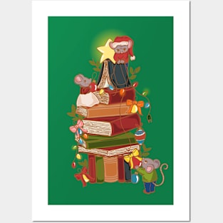 Christmas and books Posters and Art